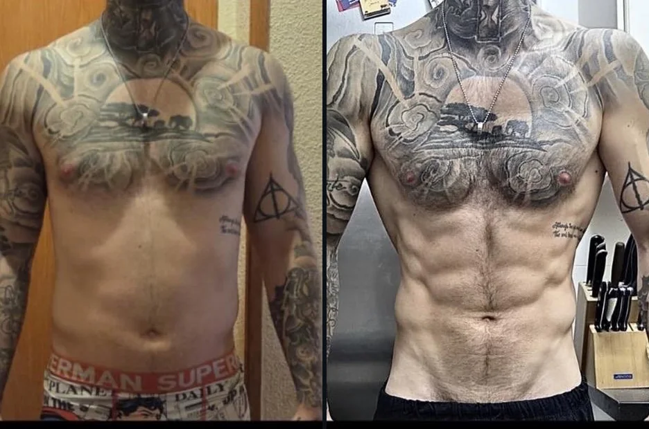 Víctor · 33, antes y hoy
